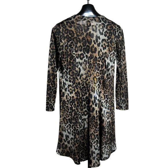 Clara Sun Woo Leopard Print 2pc Long Sleeve Tunic Set with Tank Size Medium - Picture 2 of 4